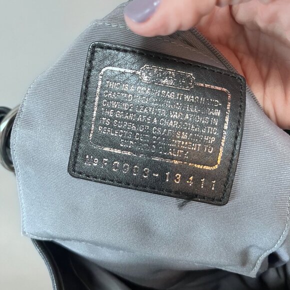 Coach Black Leather Pleated Hobo Shoulder Bag With Silver Hardware & Inner Zip P - Picture 10 of 10